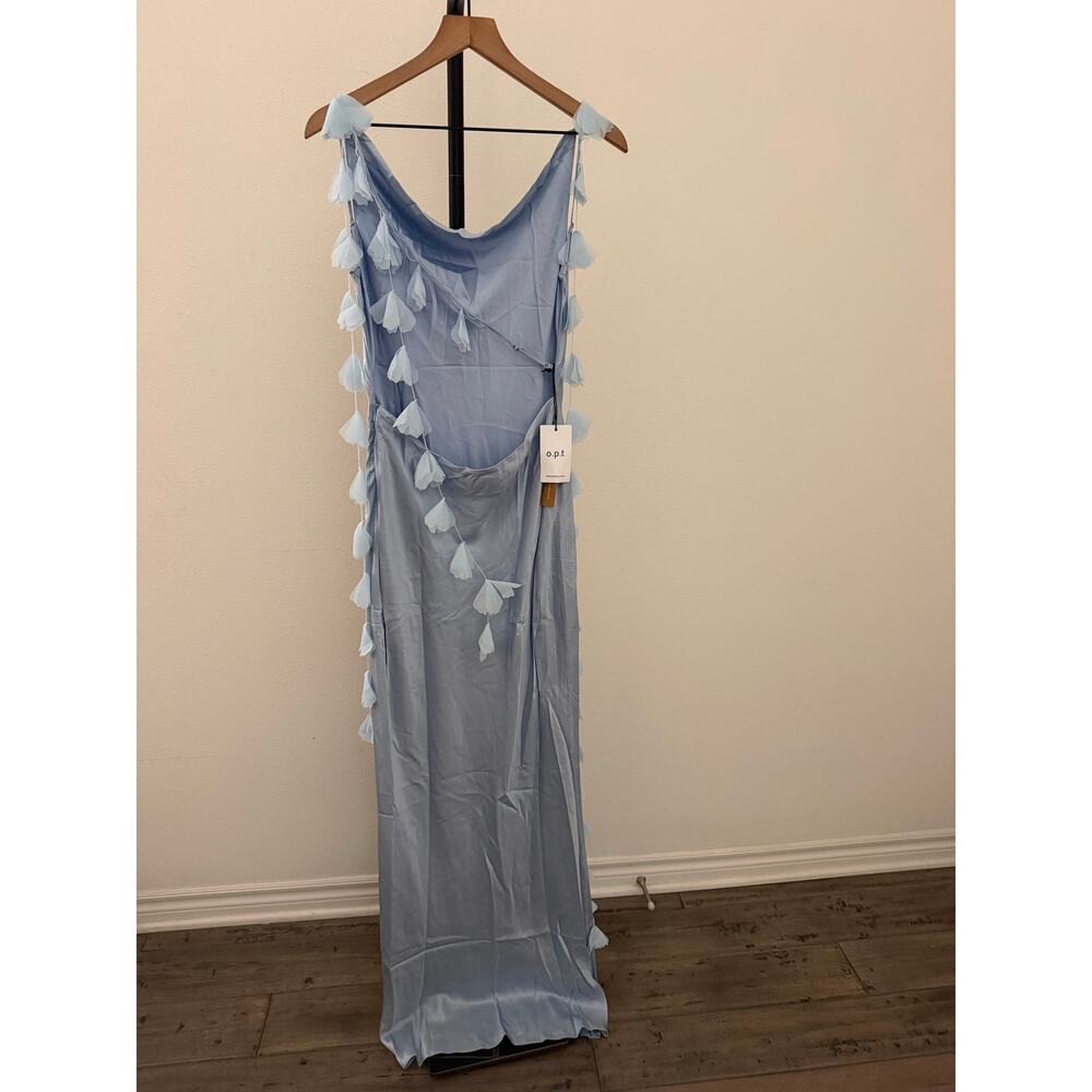 New few moda O.P.T Ingrid light blue silk blend dress $347 sz S - Picture 4 of 7